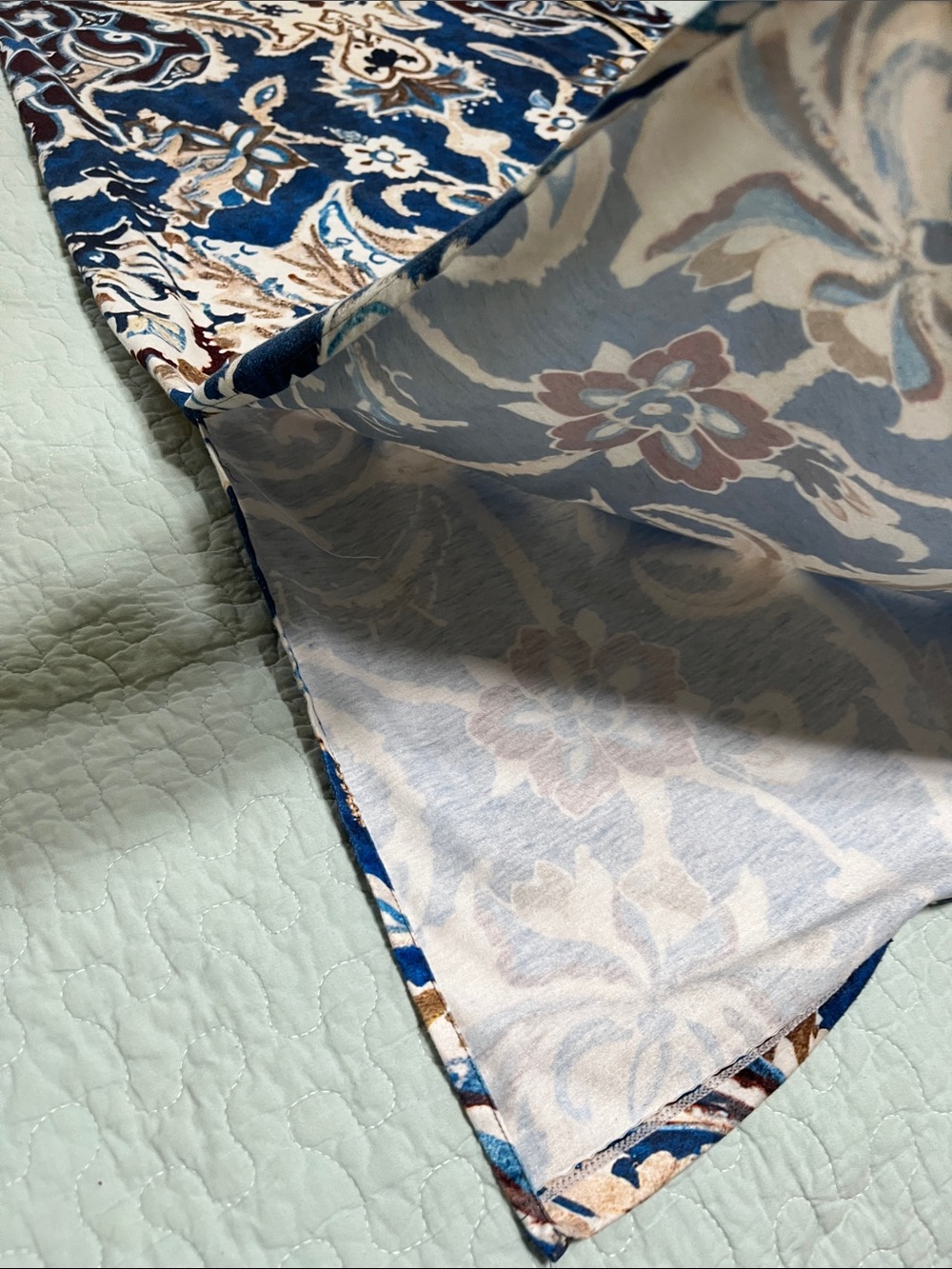 Blue and White Printed Short-Sleeve Maxi Dress by - Picture 7 of 7